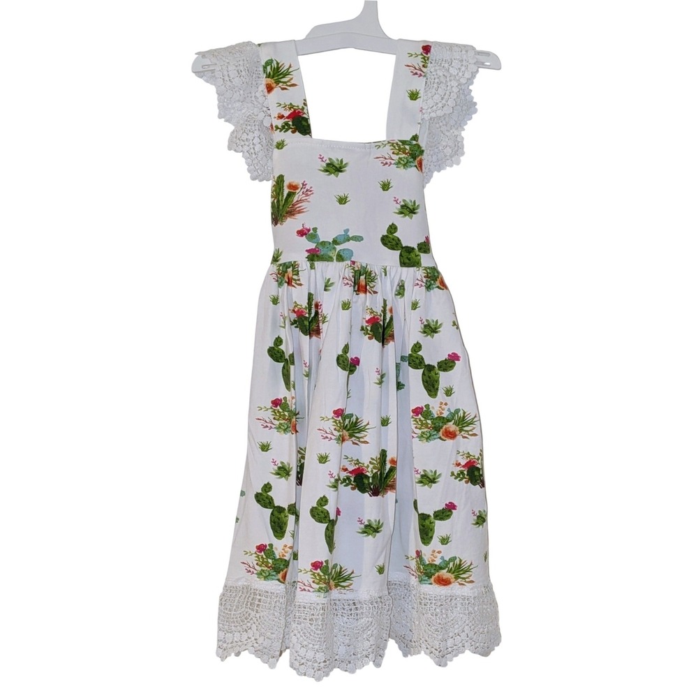 Think‎ Pink Boutique Girls Size 2 Cactus Floral Lace Flutter Sleeve Dress NWT